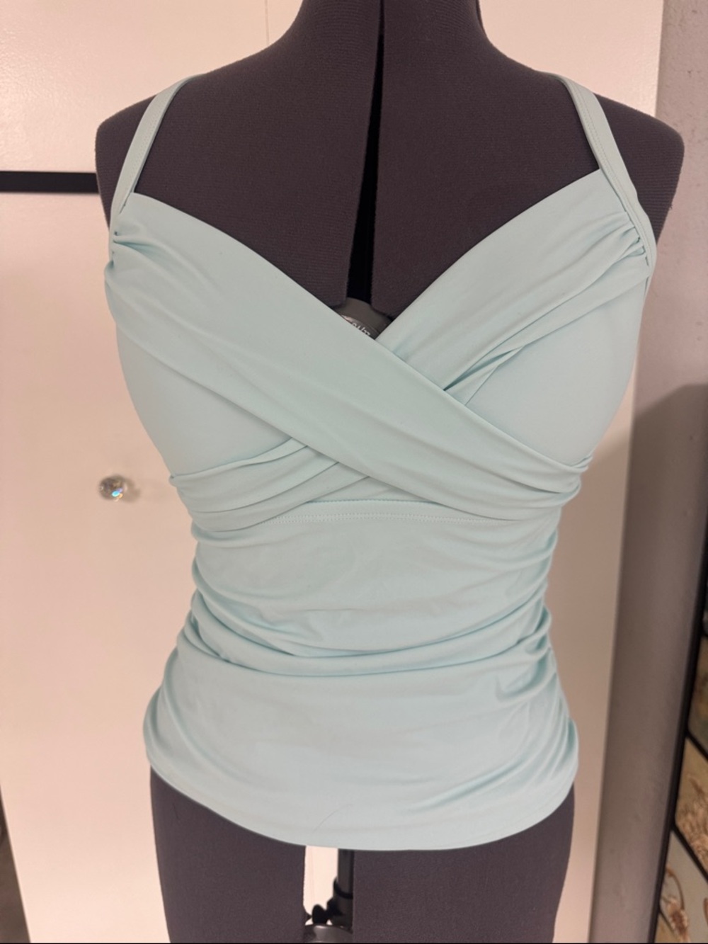 NWT Light Mint Cross-Front Tankini Top